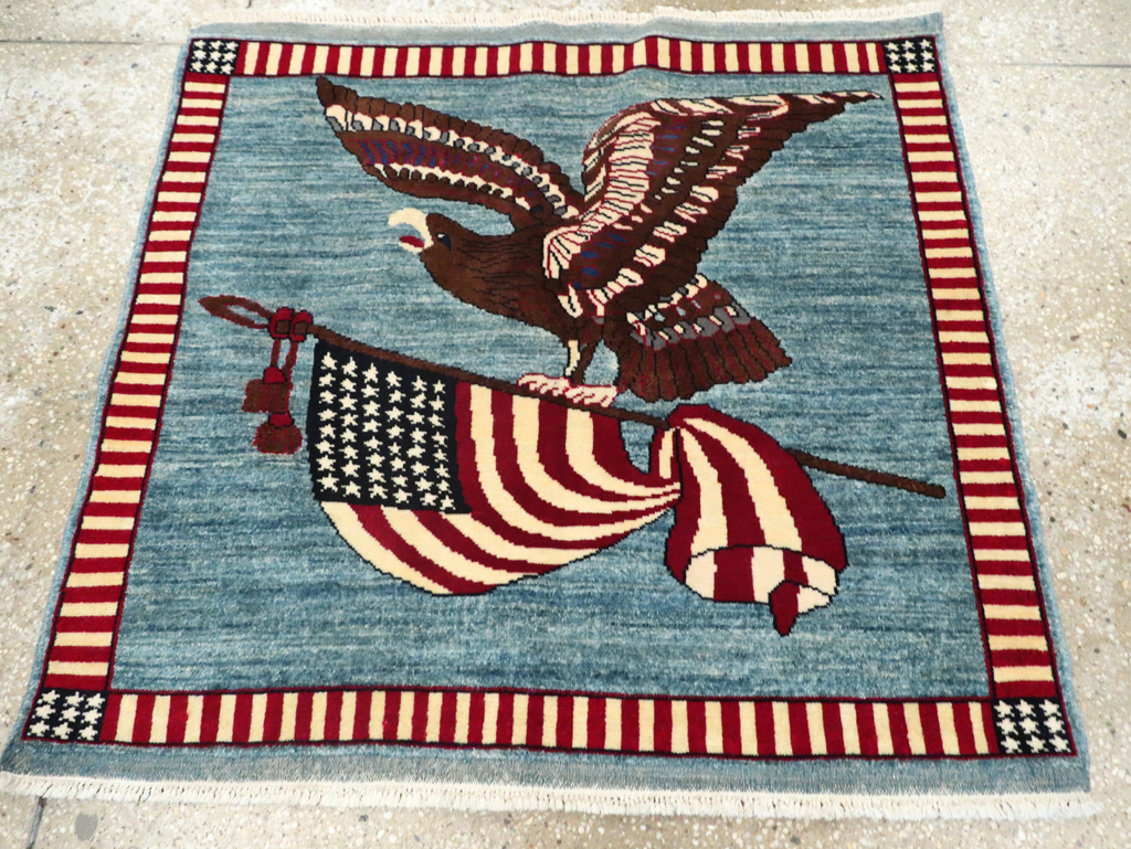 Modern Persian Mahal Pictorial Flag Rug (Pair: 1 of 2), No.29293 - Galerie Shabab