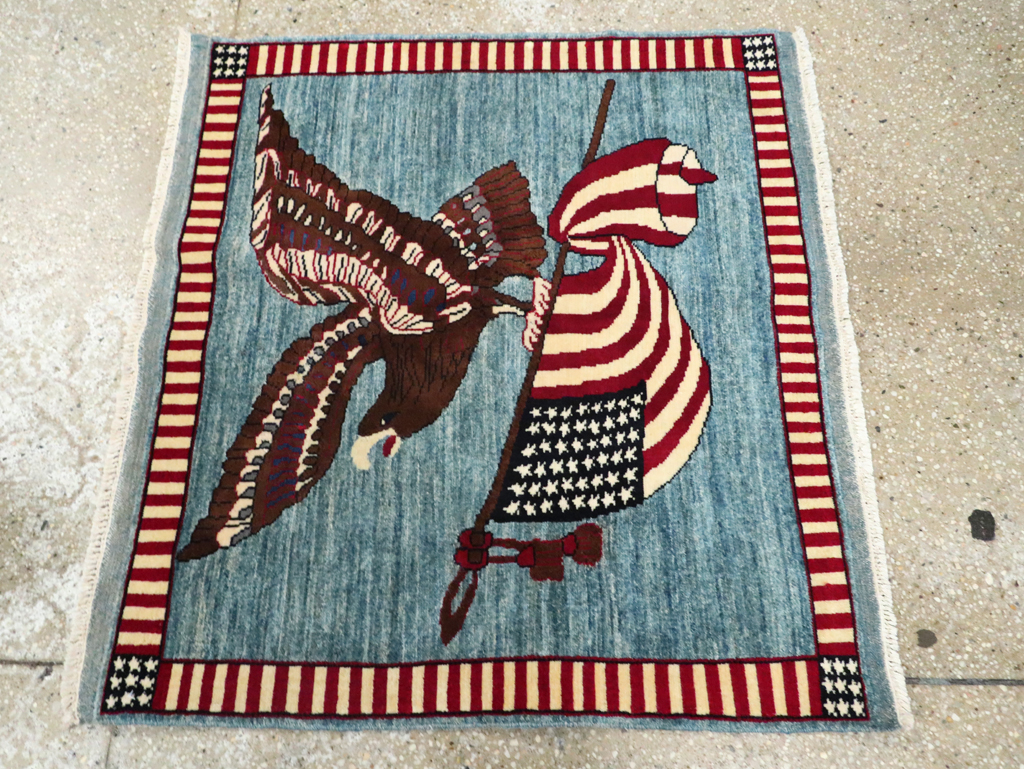 Modern Persian Mahal Pictorial Flag Rug (Pair: 1 of 2), No.29293 - Galerie Shabab