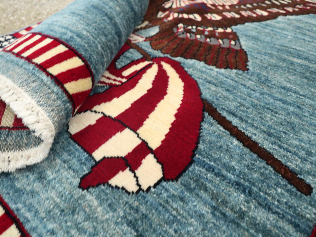 Modern Persian Mahal Pictorial Flag Rug (Pair: 1 of 2), No.29293 - Galerie Shabab