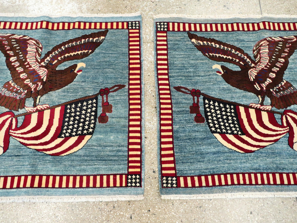 Modern Persian Mahal Pictorial Flag Rug (Pair: 1 of 2), No.29293 - Galerie Shabab