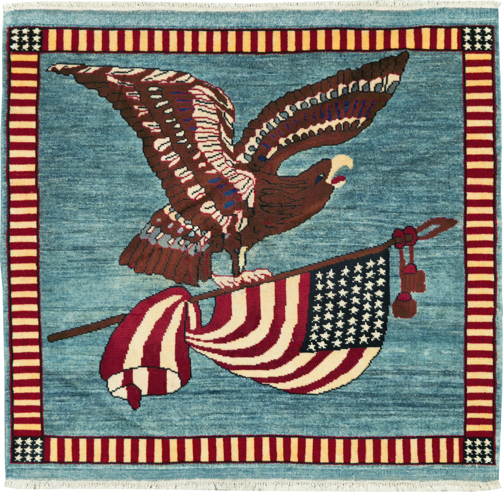 Modern Persian Mahal Pictorial Flag Rug (Pair: 2 of 2), No.29294 - Galerie Shabab