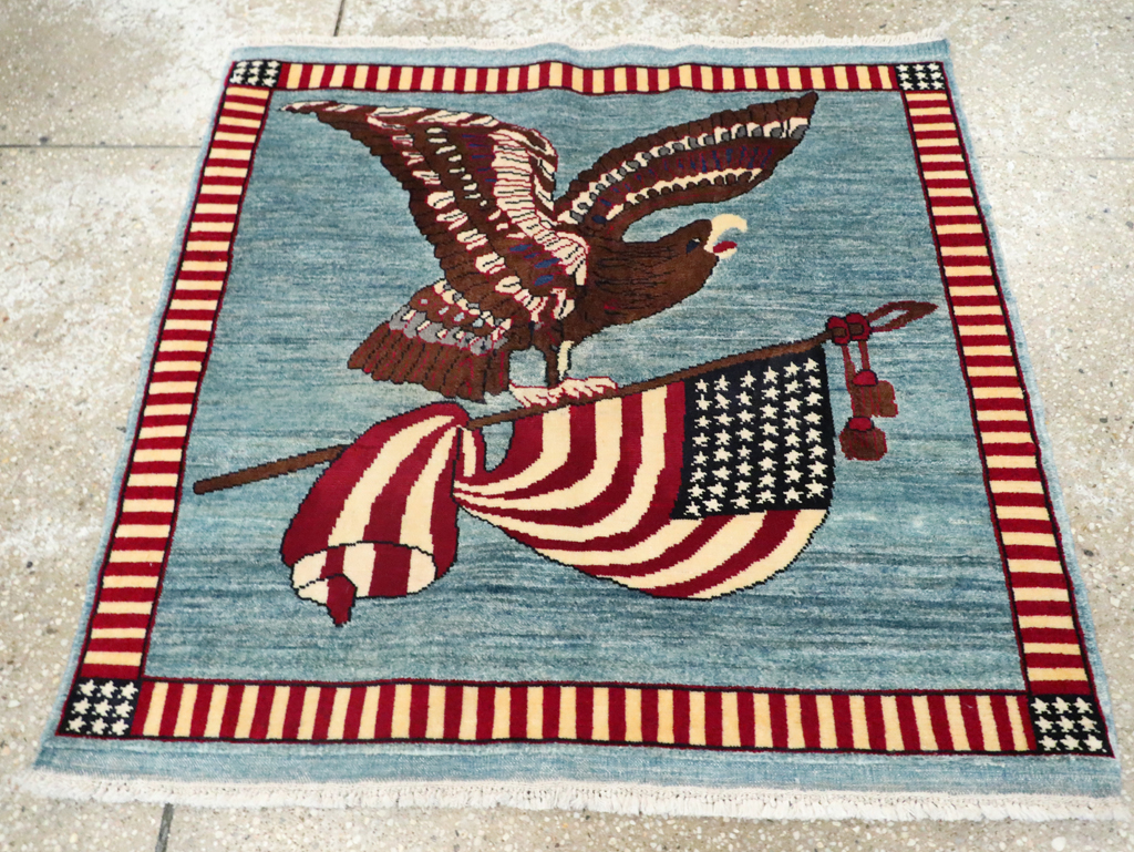 Modern Persian Mahal Pictorial Flag Rug (Pair: 2 of 2), No.29294 - Galerie Shabab