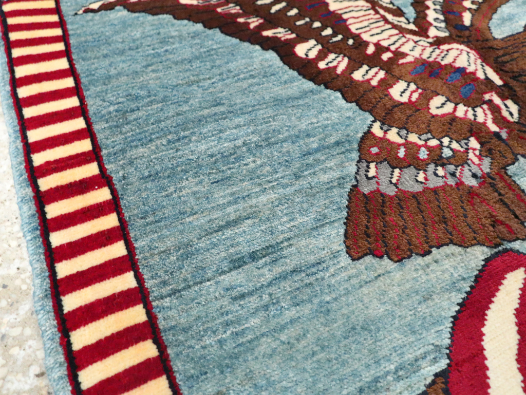 Modern Persian Mahal Pictorial Flag Rug (Pair: 2 of 2), No.29294 - Galerie Shabab