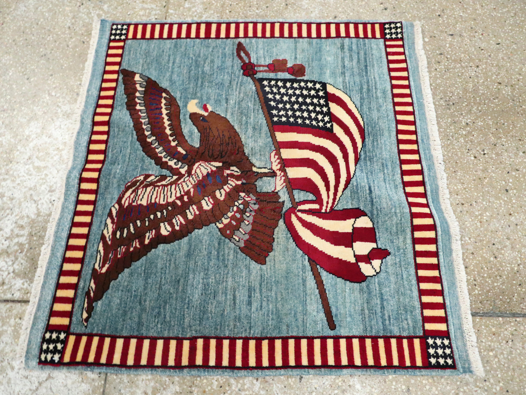 Modern Persian Mahal Pictorial Flag Rug (Pair: 2 of 2), No.29294 - Galerie Shabab