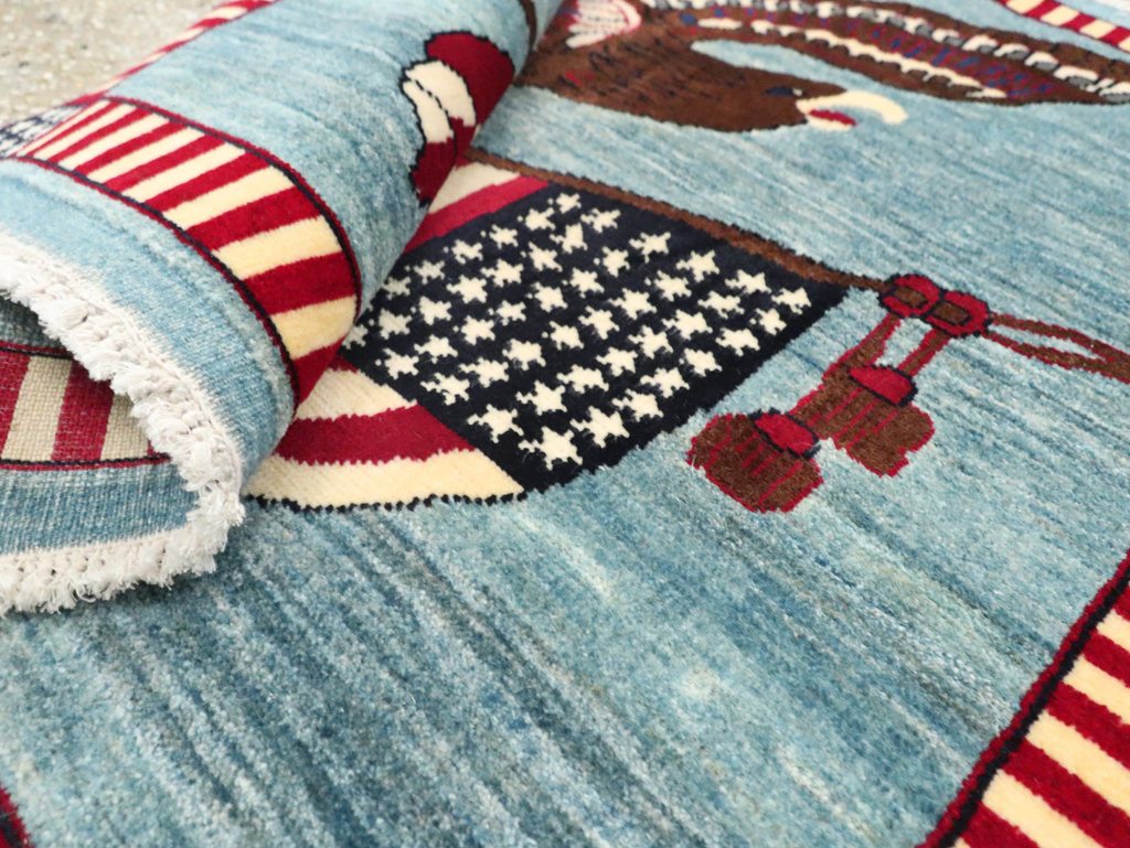 Modern Persian Mahal Pictorial Flag Rug (Pair: 2 of 2), No.29294 - Galerie Shabab