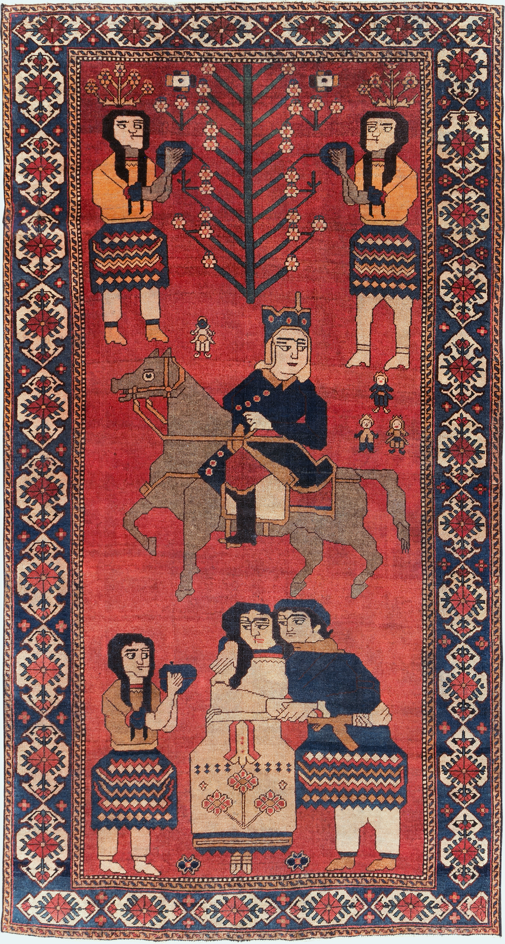 Vintage Persian Pictorial Bakhtiari Accent Rug, No.29295 - Galerie Shabab