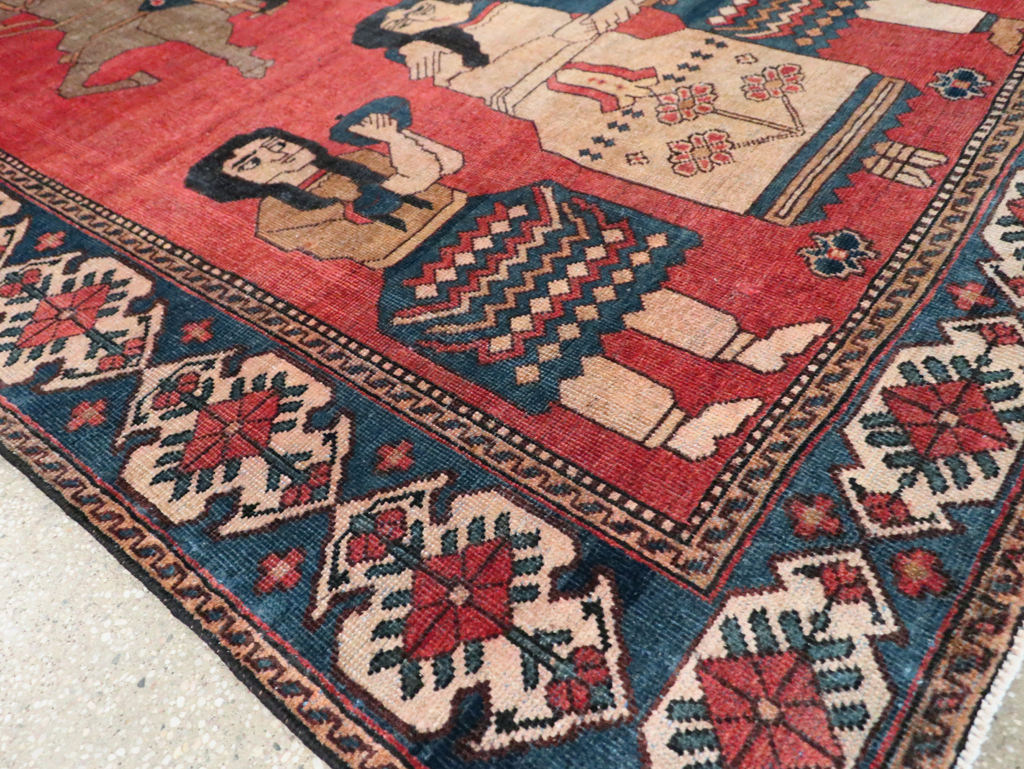 Vintage Persian Pictorial Bakhtiari Accent Rug, No.29295 - Galerie Shabab