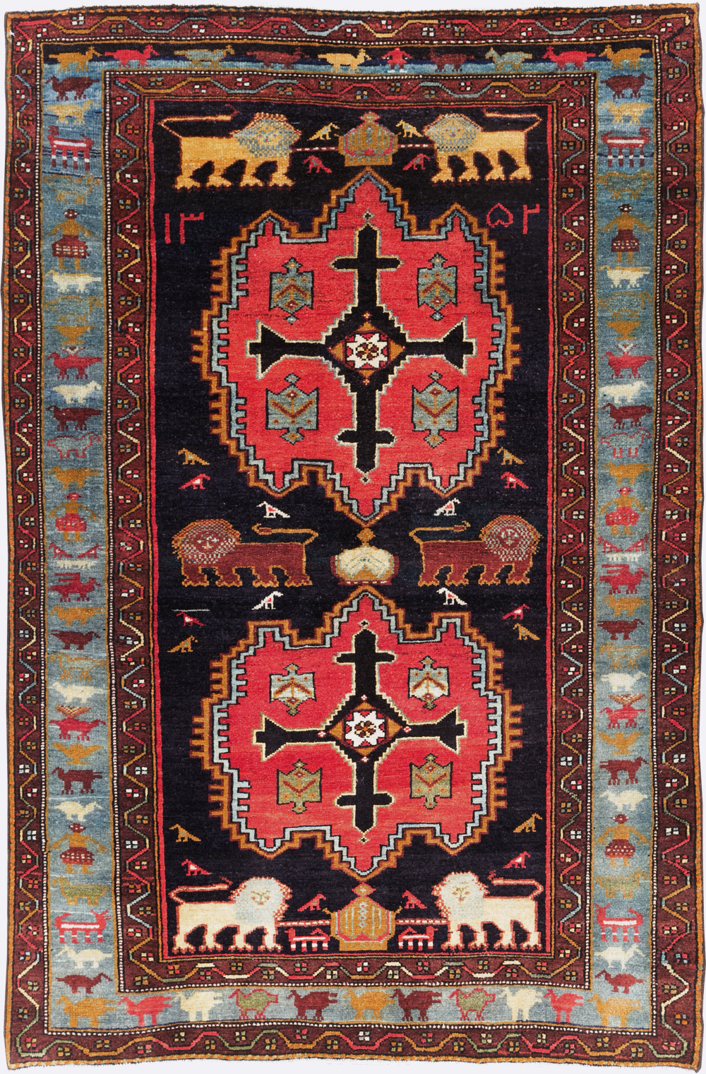 Vintage Persian Pictorial Malayer Accent Rug, No.29296 - Galerie Shabab