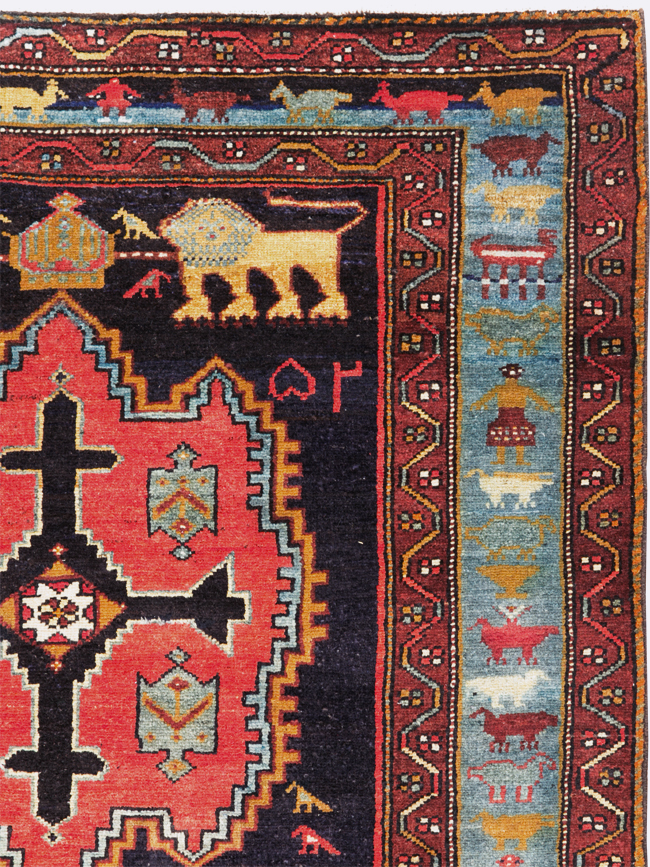 Vintage Persian Pictorial Malayer Accent Rug, No.29296 - Galerie Shabab