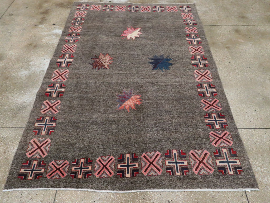 Vintage Persian Art Deco Mashad Accent Rug (Pair: 1 of 2), No.29297 - Galerie Shabab