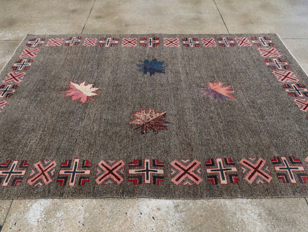 Vintage Persian Art Deco Mashad Accent Rug (Pair: 1 of 2), No.29297 - Galerie Shabab