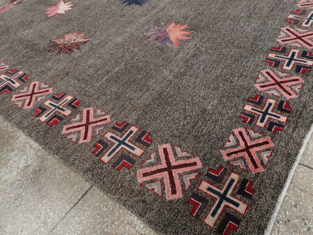 Vintage Persian Art Deco Mashad Accent Rug (Pair: 1 of 2), No.29297 - Galerie Shabab