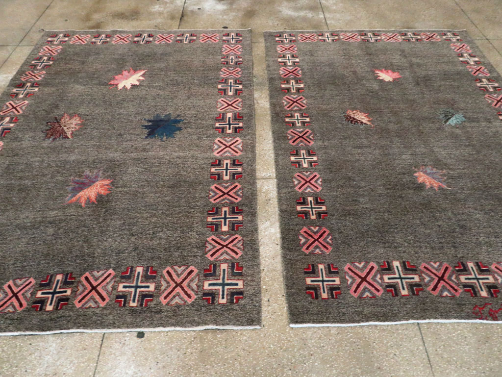 Vintage Persian Art Deco Mashad Accent Rug (Pair: 1 of 2), No.29297 - Galerie Shabab