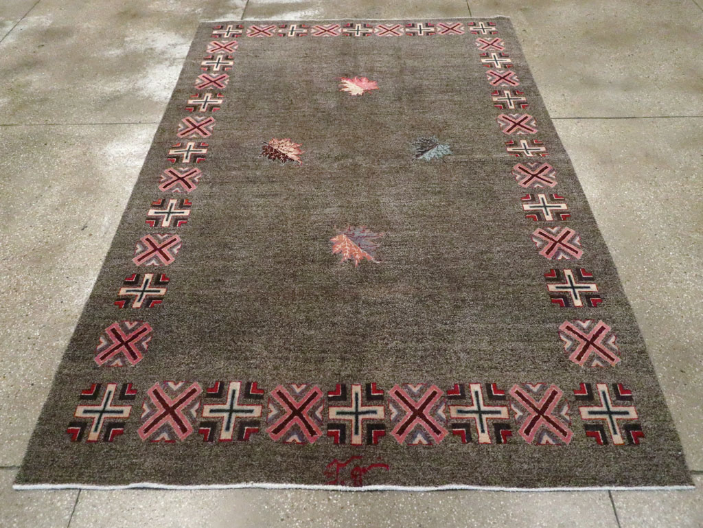 Vintage Persian Art Deco Mashad Accent Rug (Pair: 2 of 2), No.29298 - Galerie Shabab