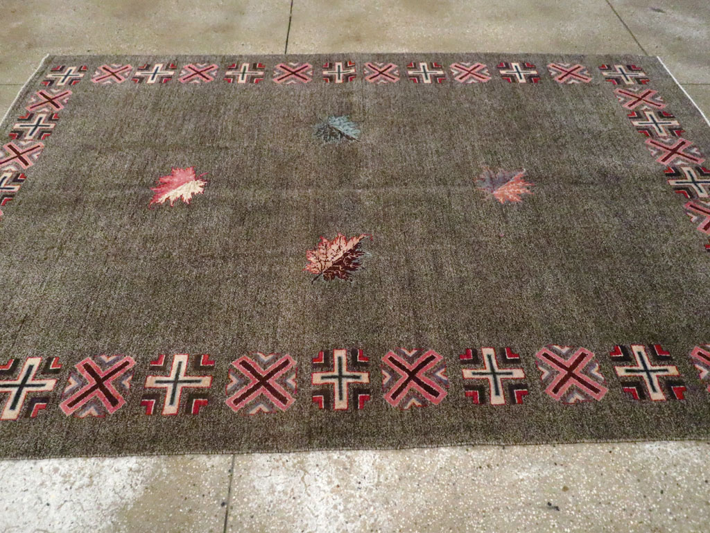 Vintage Persian Art Deco Mashad Accent Rug (Pair: 2 of 2), No.29298 - Galerie Shabab