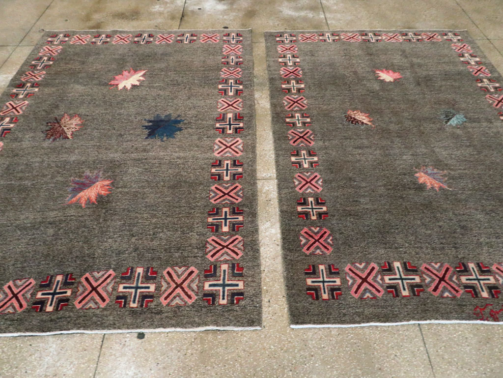 Vintage Persian Art Deco Mashad Accent Rug (Pair: 2 of 2), No.29298 - Galerie Shabab