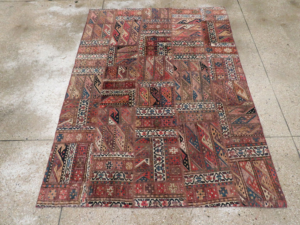 Vintage Persian Patchwork Style Accent Rug, No.29299 - Galerie Shabab