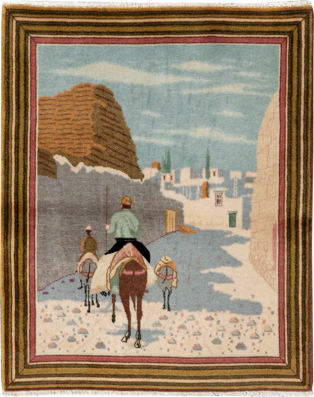 Vintage Persian Tabriz Pictorial Rug (Pair: 1 of 2), No.29300 - Galerie Shabab
