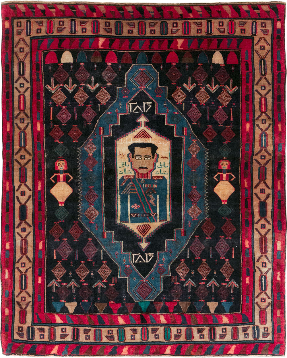 Vintage Persian Veramin Pictorial Accent Rug (Pair: 1 of 2) , No.29301 - Galerie Shabab