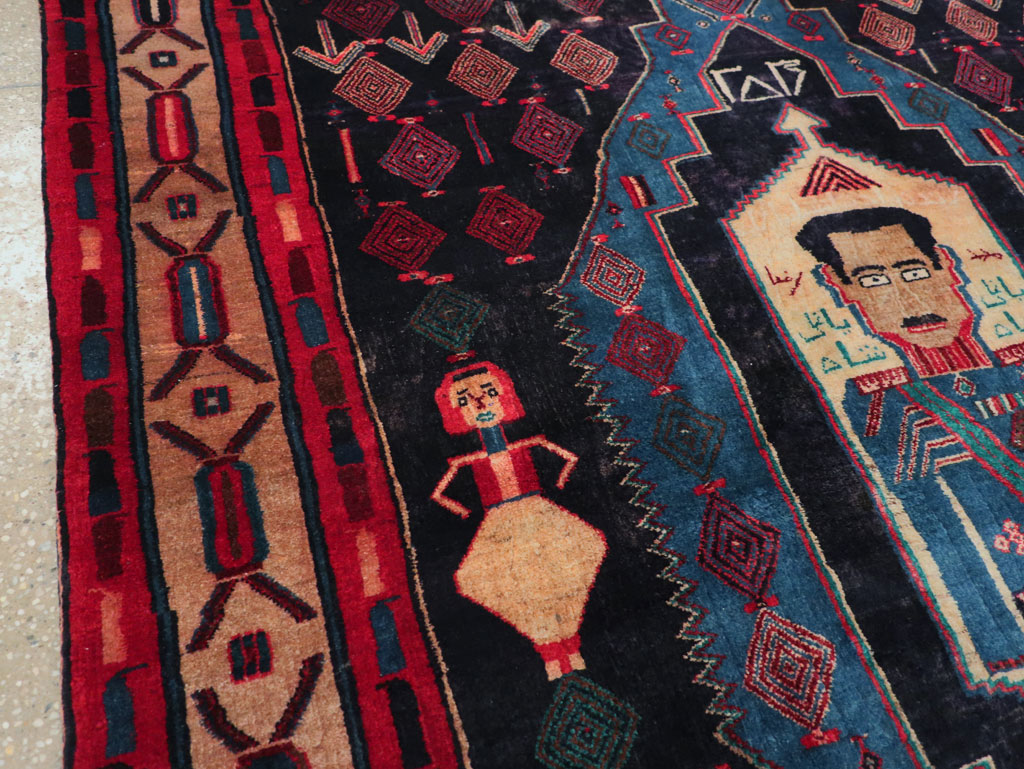 Vintage Persian Veramin Pictorial Accent Rug (Pair: 1 of 2) , No.29301 - Galerie Shabab