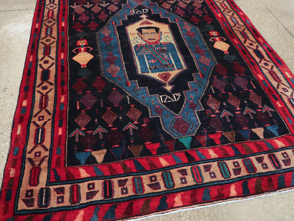 Vintage Persian Veramin Pictorial Accent Rug (Pair: 1 of 2) , No.29301 - Galerie Shabab