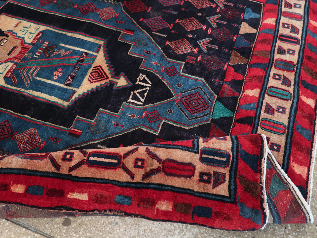 Vintage Persian Veramin Pictorial Accent Rug (Pair: 1 of 2) , No.29301 - Galerie Shabab