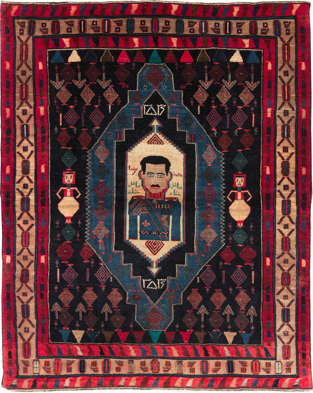 Vintage Persian Veramin Pictorial Accent Rug (Pair: 2 of 2), No.29302 - Galerie Shabab