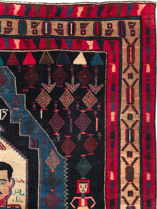 Vintage Persian Veramin Pictorial Accent Rug (Pair: 2 of 2), No.29302 - Galerie Shabab