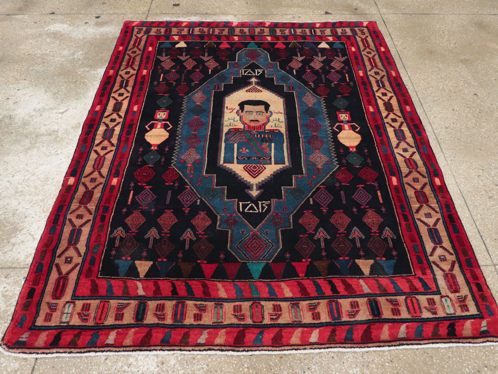 Vintage Persian Veramin Pictorial Accent Rug (Pair: 2 of 2), No.29302 - Galerie Shabab