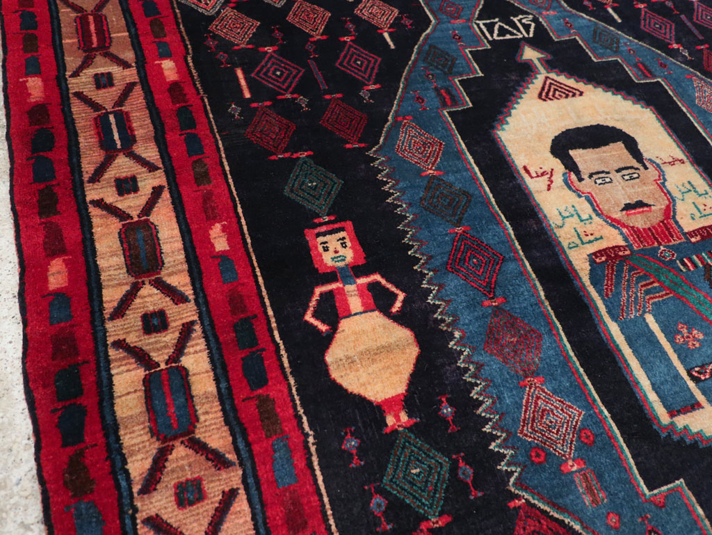 Vintage Persian Veramin Pictorial Accent Rug (Pair: 2 of 2), No.29302 - Galerie Shabab