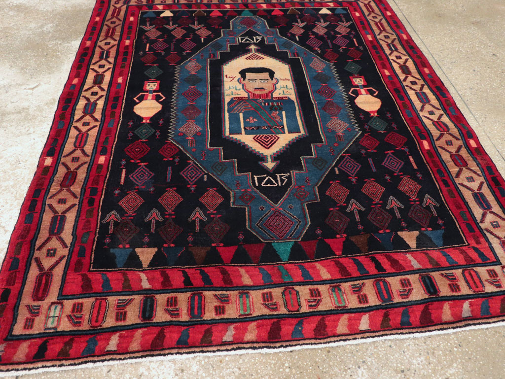 Vintage Persian Veramin Pictorial Accent Rug (Pair: 2 of 2), No.29302 - Galerie Shabab