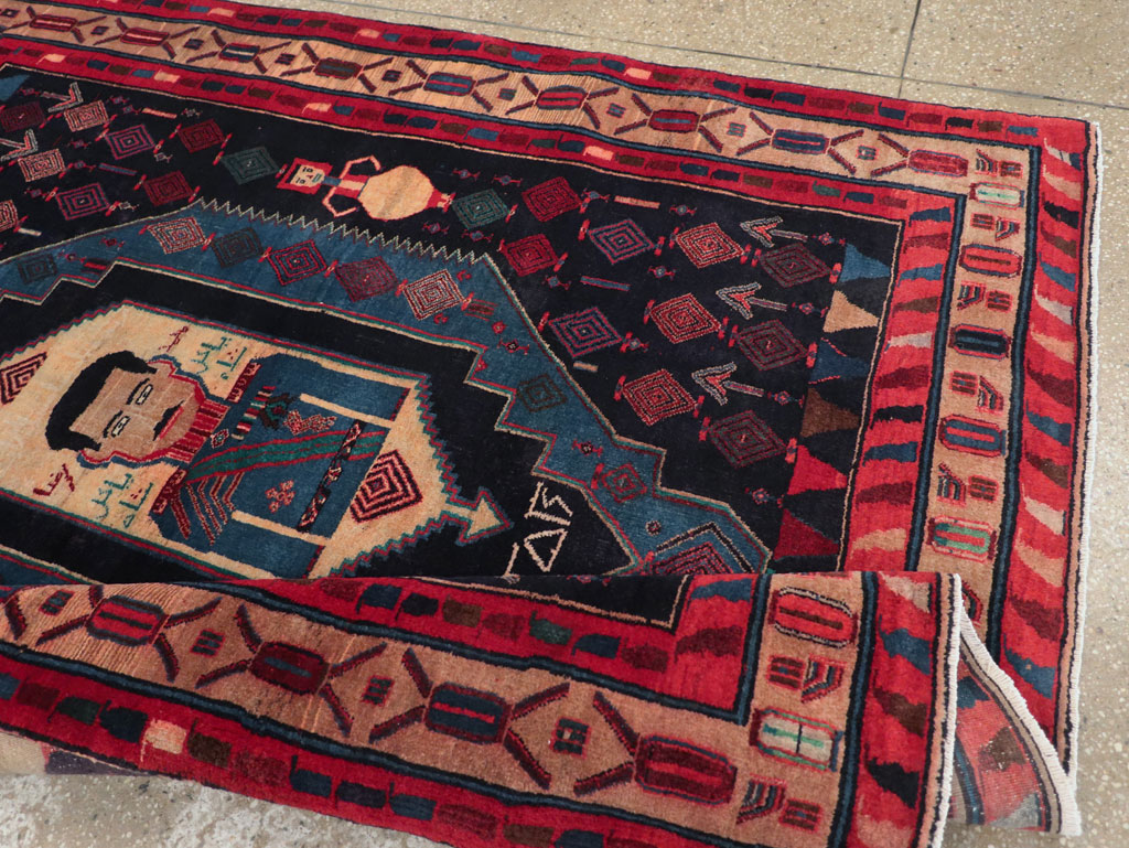 Vintage Persian Veramin Pictorial Accent Rug (Pair: 2 of 2), No.29302 - Galerie Shabab