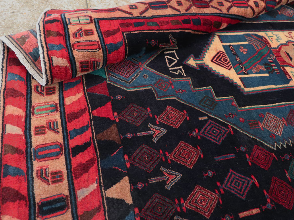 Vintage Persian Veramin Pictorial Accent Rug (Pair: 2 of 2), No.29302 - Galerie Shabab