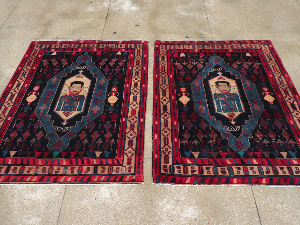 Vintage Persian Veramin Pictorial Accent Rug (Pair: 2 of 2), No.29302 - Galerie Shabab