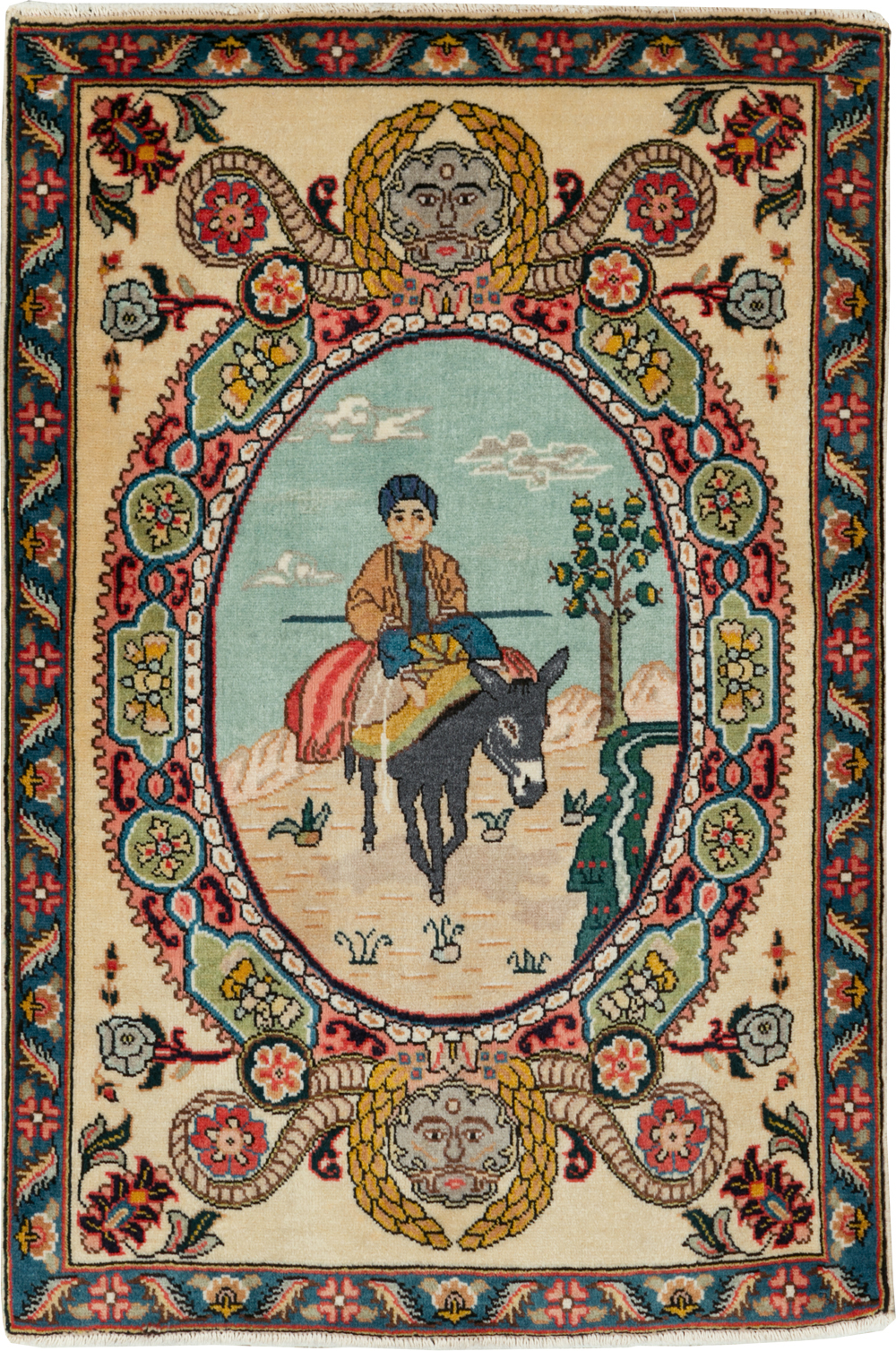 Vintage Persian Tabriz Pictorial Rug, No.29303 - Galerie Shabab