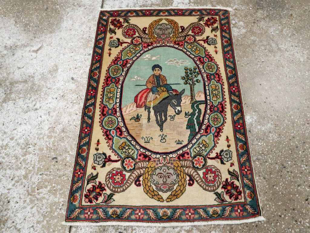 Vintage Persian Tabriz Pictorial Rug, No.29303 - Galerie Shabab