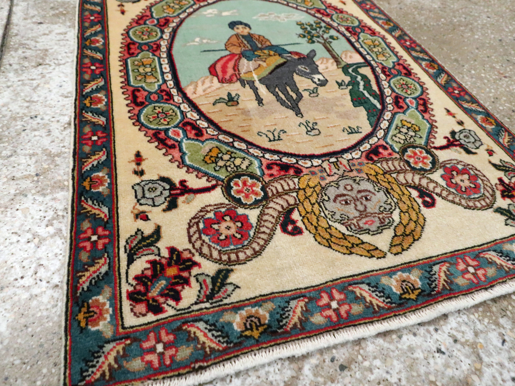 Vintage Persian Tabriz Pictorial Rug, No.29303 - Galerie Shabab