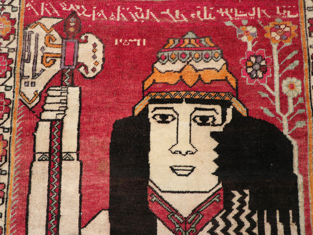 Vintage Persian Shiraz Pictorial Throw Rug, No.29304 - Galerie Shabab