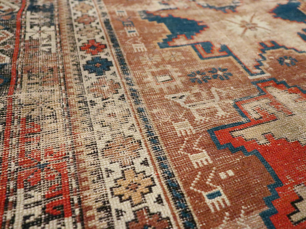 Distressed Antique Caucasian Throw Rug, No.29322 - Galerie Shabab