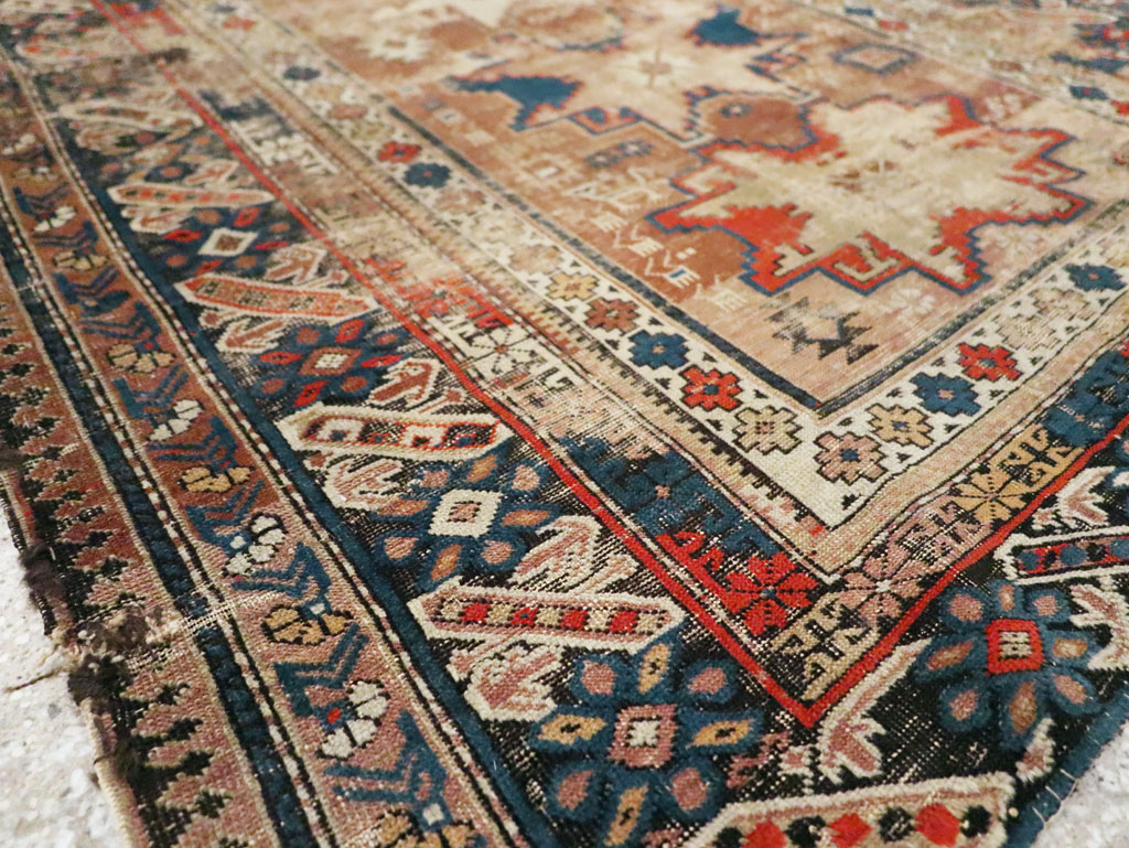 Distressed Antique Caucasian Throw Rug, No.29322 - Galerie Shabab