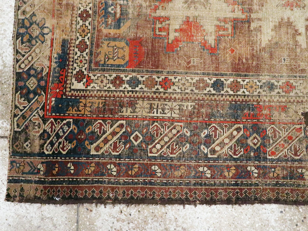 Distressed Antique Caucasian Throw Rug, No.29322 - Galerie Shabab