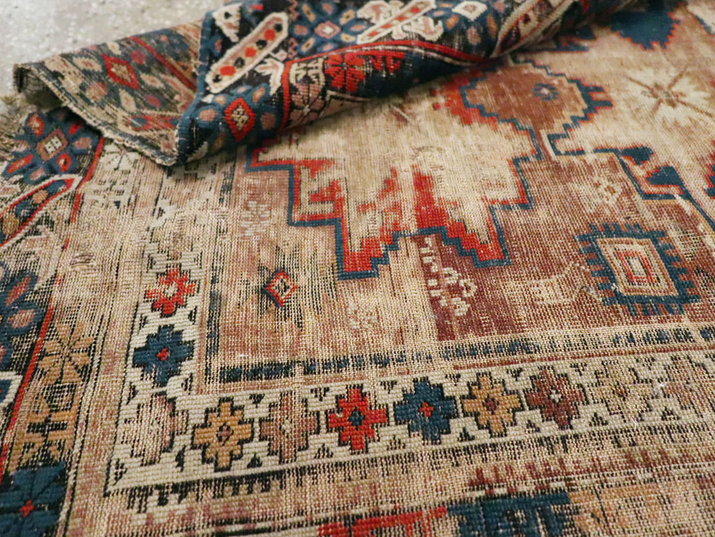 Distressed Antique Caucasian Throw Rug, No.29322 - Galerie Shabab
