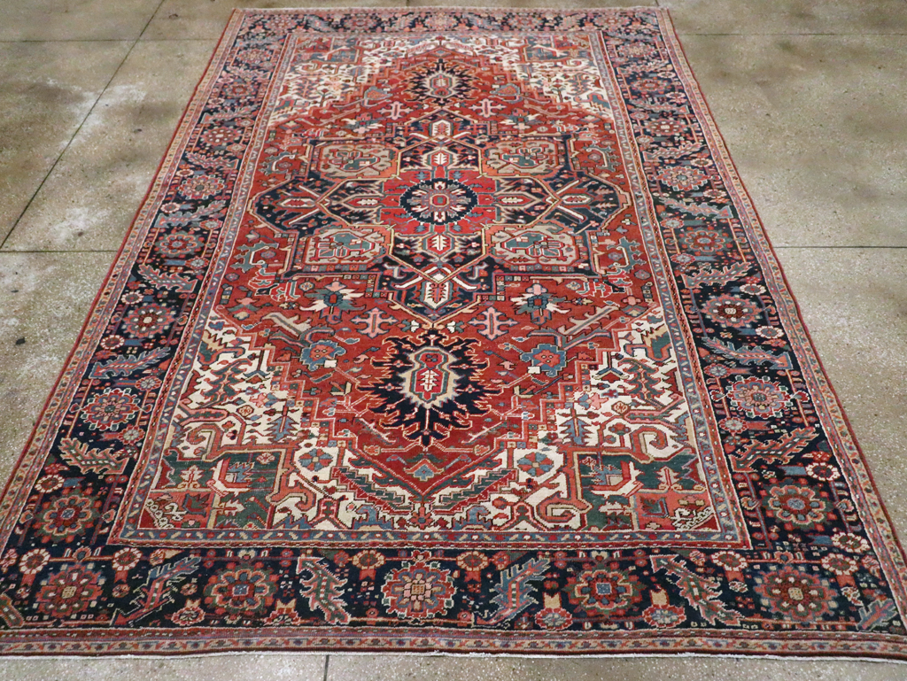 Vintage Persian Heriz Room Size Carpet, No.29332 - Galerie Shabab