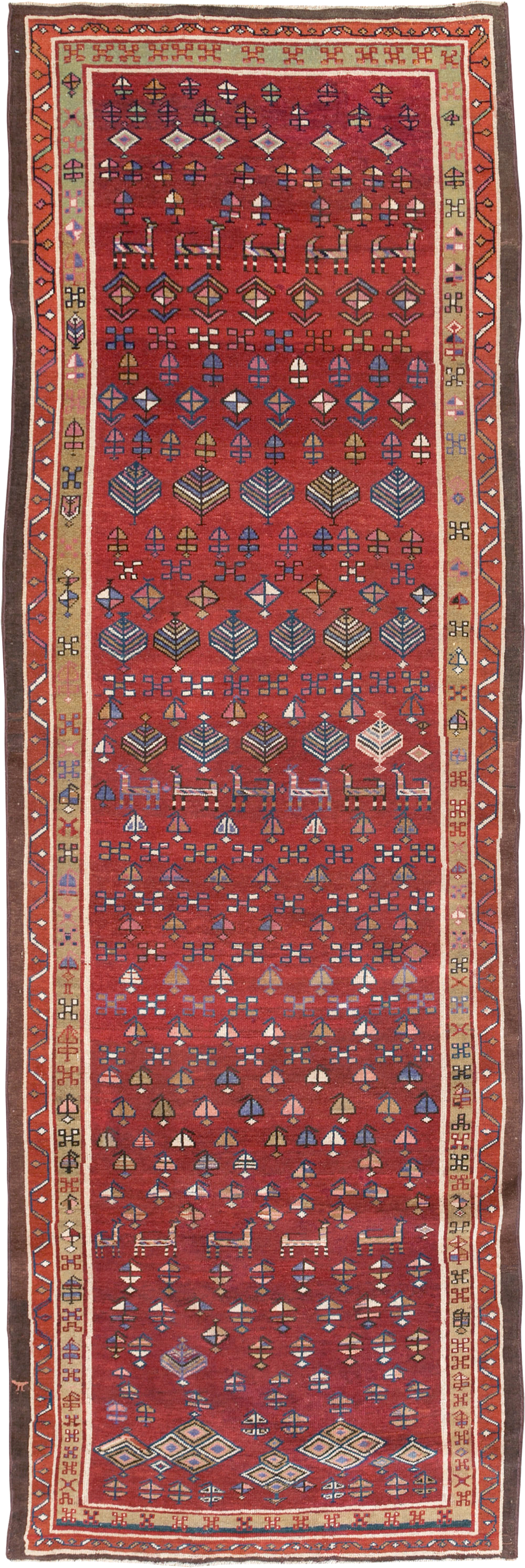 Vintage Persian Kurd Wide Gallery Runner, No.29333 - Galerie Shabab
