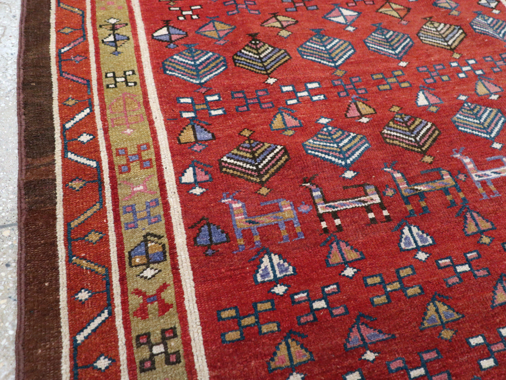 Vintage Persian Kurd Wide Gallery Runner, No.29333 - Galerie Shabab