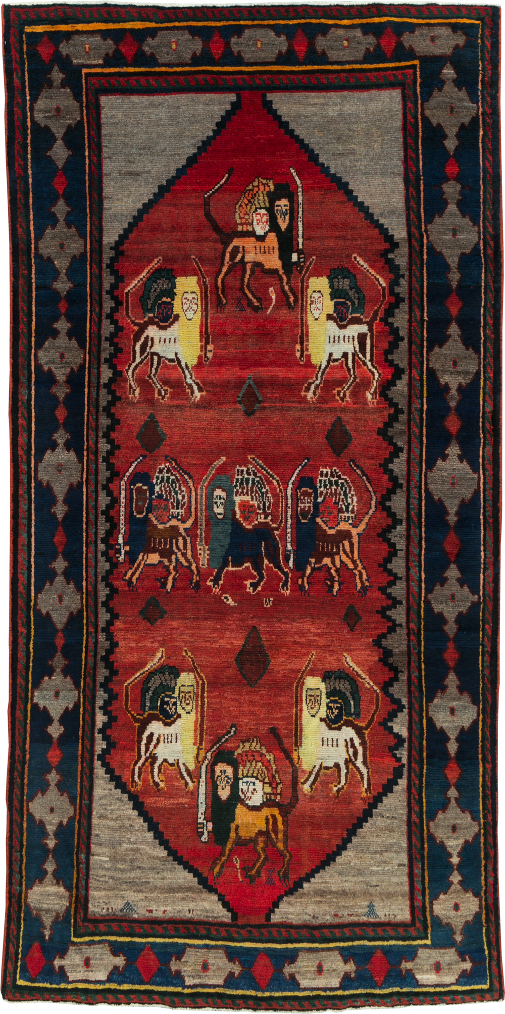 Vintage Persian Pictorial Bakhtiari Rug, No.29346 - Galerie Shabab