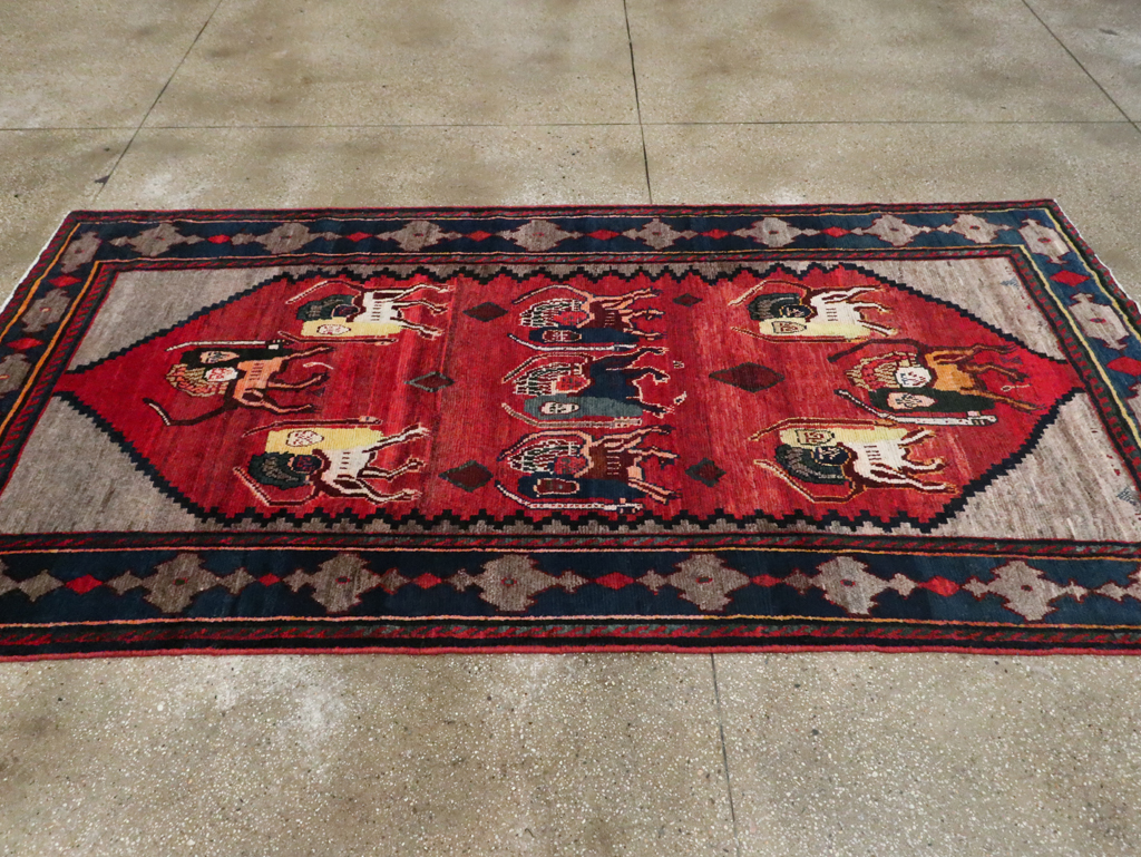 Vintage Persian Pictorial Bakhtiari Rug, No.29346 - Galerie Shabab