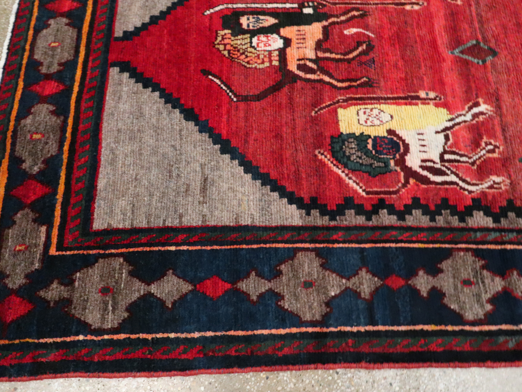 Vintage Persian Pictorial Bakhtiari Rug, No.29346 - Galerie Shabab