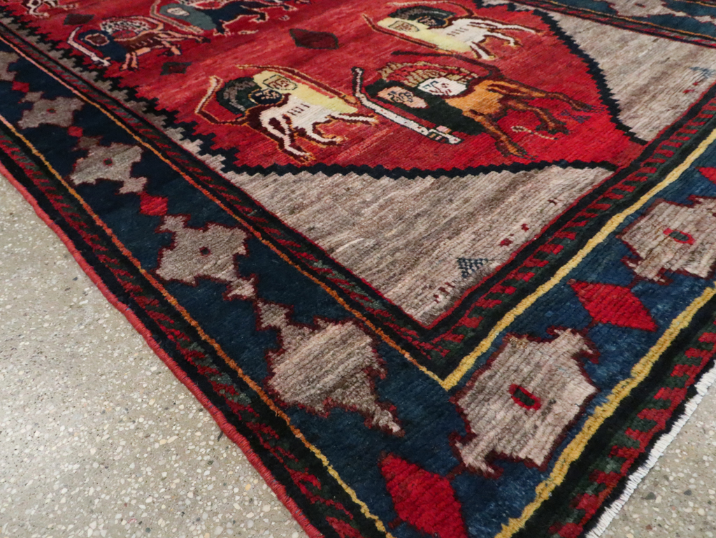 Vintage Persian Pictorial Bakhtiari Rug, No.29346 - Galerie Shabab