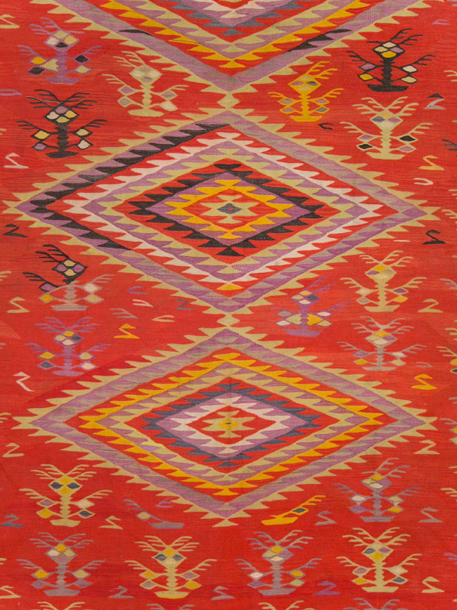 Vintage Turkish Flatweave Kilim Room Size Carpet, No.29355 - Galerie Shabab